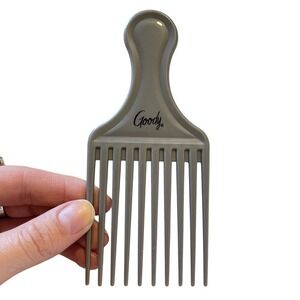 Vintage Goody Plastic Silver Textured Hair Pick Comb Lift